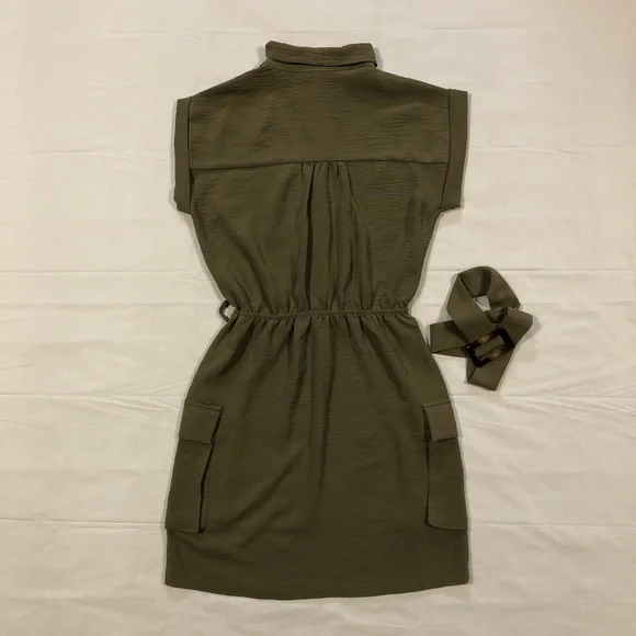 Monteau Short Sleeve Elastic Waist Pullover Collared Thyme Green Dress size XS - Picture 9 of 10